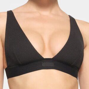 SKIMS COTTON PLUNGE BRALETTE | SOOT  SMALL